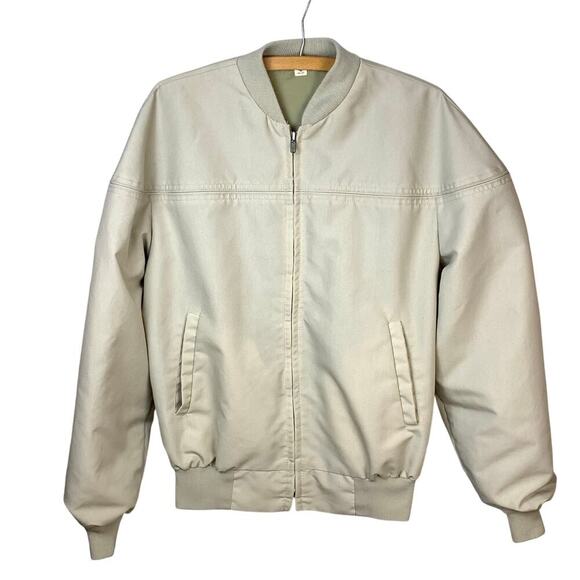 Vintage Beige Utility Bomber Grandpa Jacket - Size L  42-44 - Picture 1 of 6